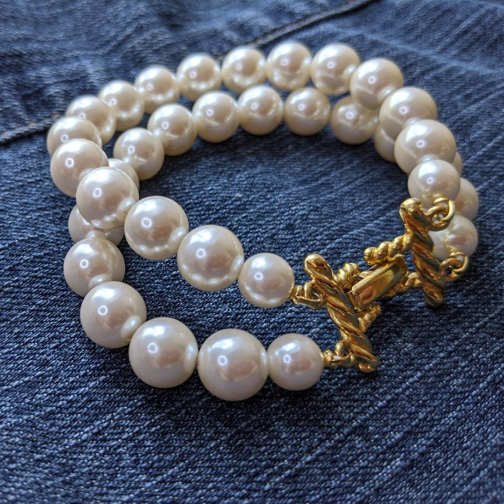 Double Faux Pearl Strand Bracelet